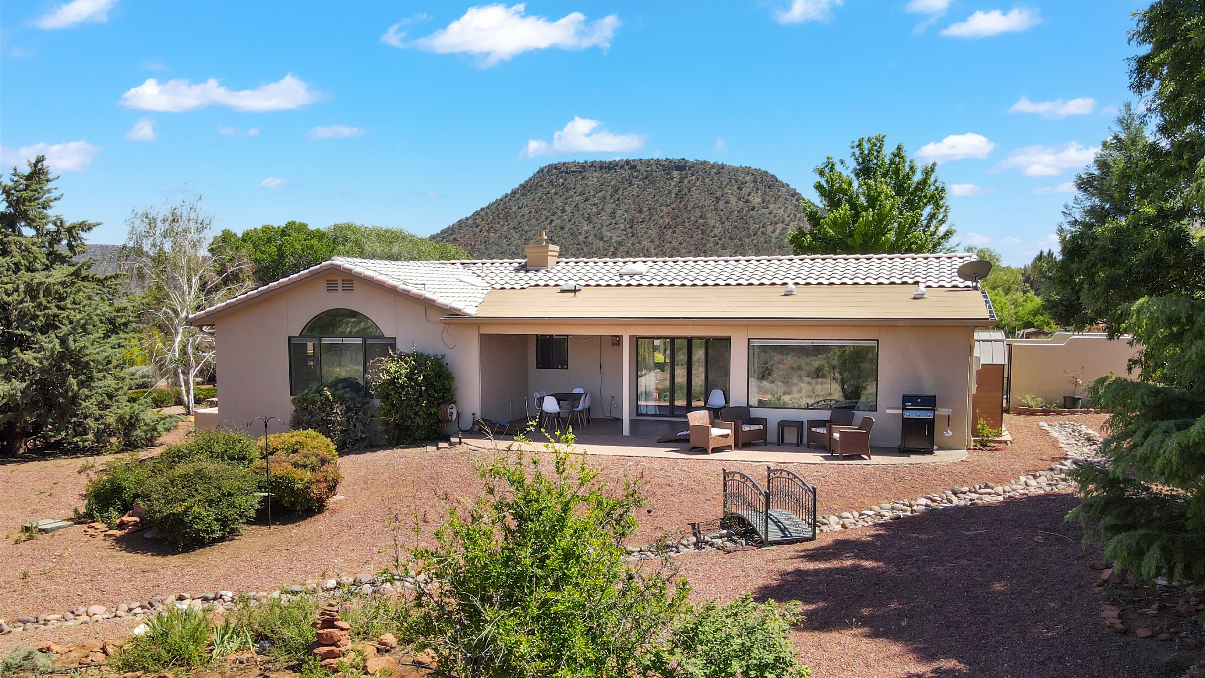 Aerial view of property and surrounding Sedona red rock landscape