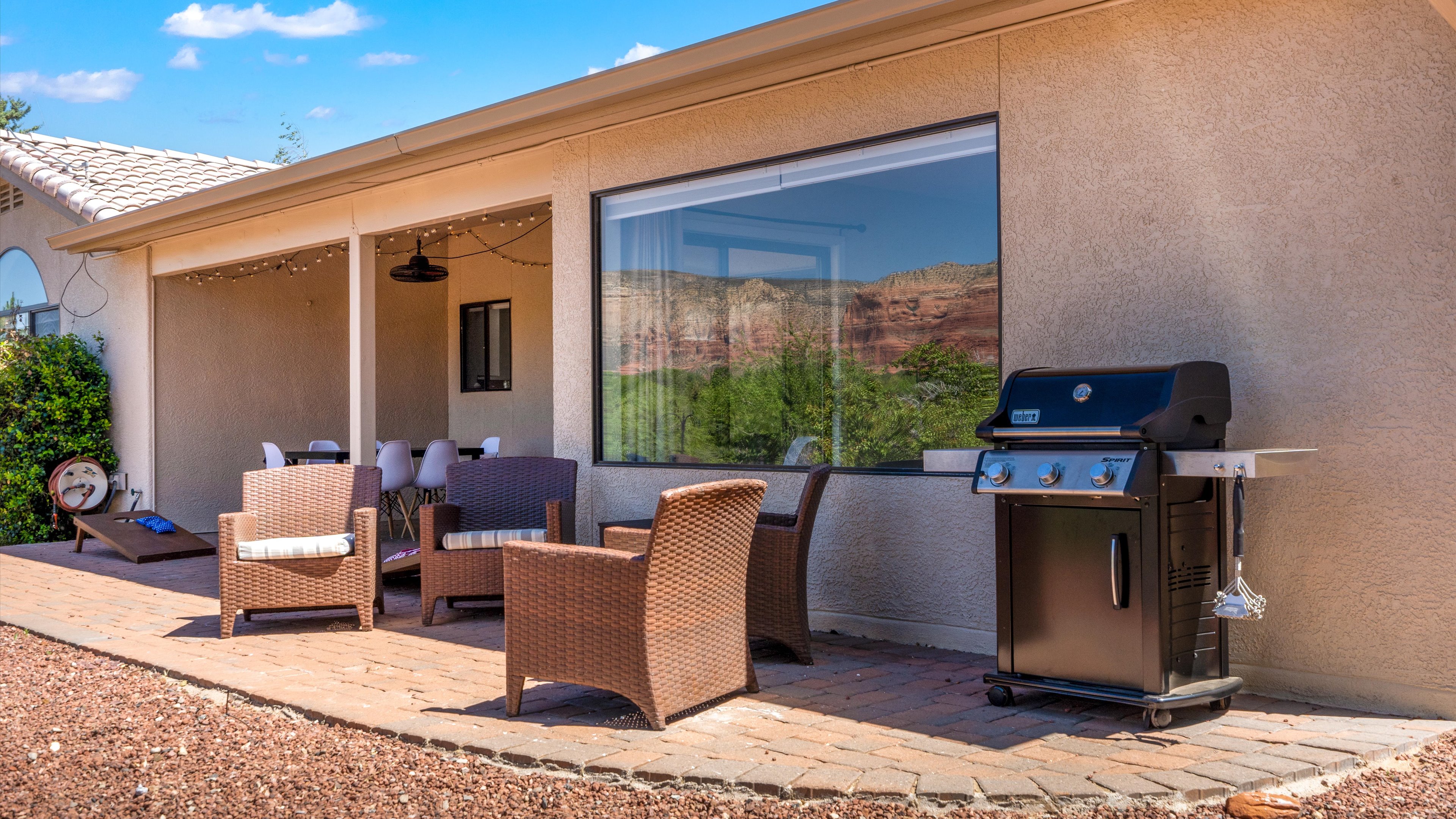 Backyard with mountain views