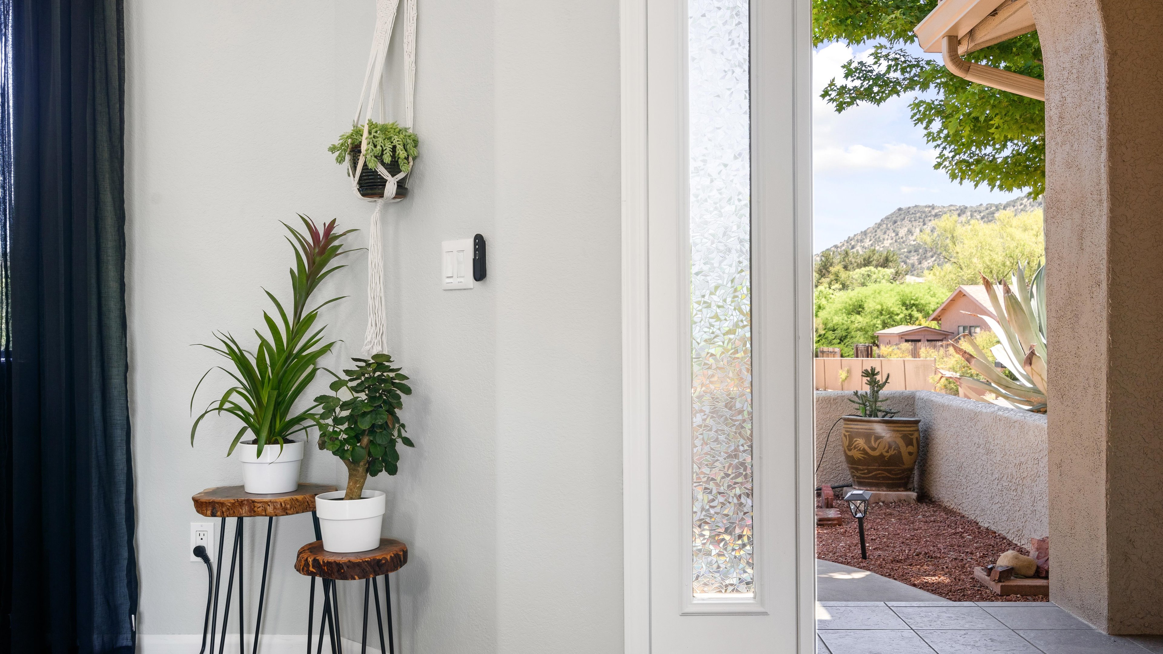 Master bedroom with king bed and fireplace